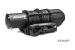 4500 lb. UTV winch, alternate studio angle showing the drum, synthetic rope and motor housing