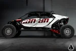 Rock sliders for the Can-Am Maverick R MAX shown installed on the machine, additional view