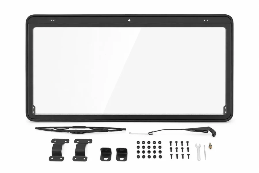 Can-Am Defender Glass Windshield with Manual Wipers (2016–2026), shown on a plain background