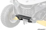 Black tube front bumper with pointed ends mounted low on the front end of a Can-Am Maverick R