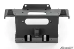 Can-Am Maverick R winch mounting cradle, straight-on front view showing the fairlead opening and rope stopper tab