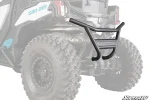 Tube rear bumper installed on a white and black Can-Am Maverick Trail, wrapping the rear corner and tail light