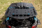 Can-Am Maverick X3 cargo rack, additional installed view of the deck and clamp-on tube mounts