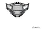 Full-width tube front bumper for Can-Am Maverick X3, wrapping the nose and headlights with mesh lower panels