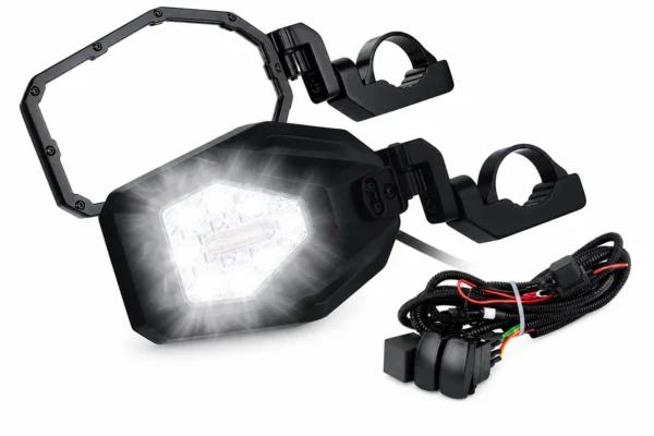 Side Mirrors with LED Turn Lights for Can Am Maverick X3/ RZR w/ 1.6"-2" Roll Bar, shown on a plain background