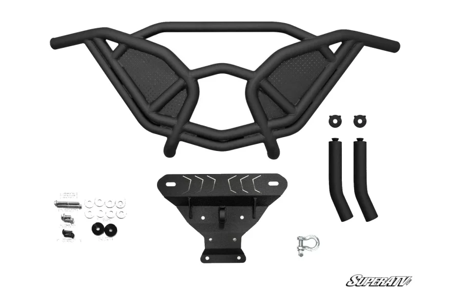 Can-Am Maverick X3 tube rear bumper with dimpled panel inserts, center mounting plate, D-ring shackle and hardware kit