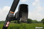 Side view mirror for Can-Am Defender and Maverick, additional gallery view of the mirror on a cage tube