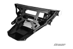 Elektric Offroad Amp front winch bumper for the Can-Am Maverick R, alternate studio angle of the black tube guard