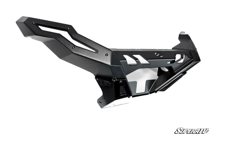 Volt front winch bumper for Can-Am Maverick R, angular black plate bumper with long weight-saving cutouts