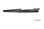 Black formed rock slider panel with a wedge profile and a lightning bolt logo, side view