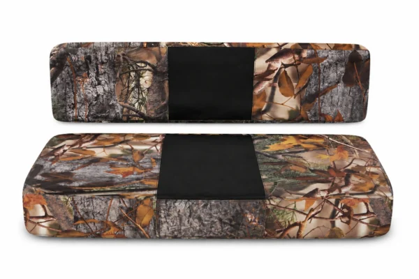 Camo Bench Seat Cover for Kawasaki Mule 610 600 600D, shown on a plain background