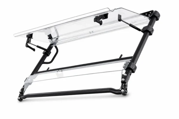 3-in-1 Flip Windshield For Kawasaki Mule Pro FXT, shown on a plain background