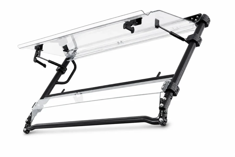 3-in-1 Flip Windshield For Kawasaki Mule Pro FXT, shown on a plain background
