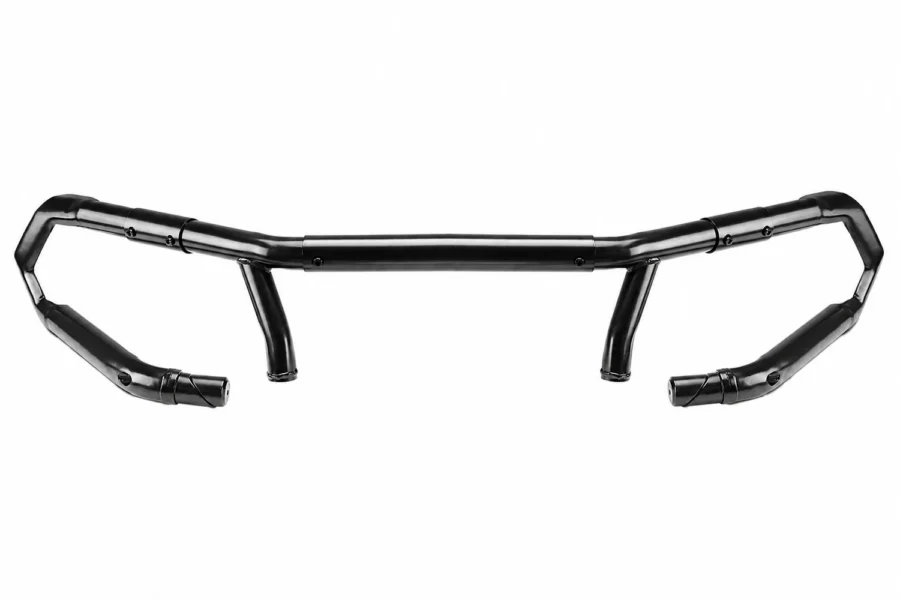 Kemimoto front upper bumper for the Polaris General, black steel tubing, shown on a plain background