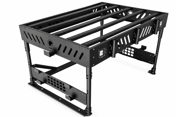 SuperATV Outfitter Bed Rack for Polaris Ranger 1000 isolated on a white background