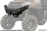 Plate front bumper mounted on a Polaris Ranger; the cube lights and winch shown are sold separately