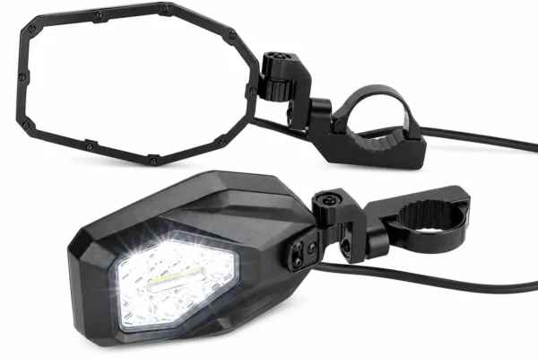 Mirrors with LED Turn Signal Lights(New Design) Compatible With Polaris Ranger, shown on a plain background