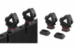 Ratcheting UTV Hunting Tool Rack, Adjustable Grip Mount For Polaris Ranger General, detail view of the mounting and hardware
