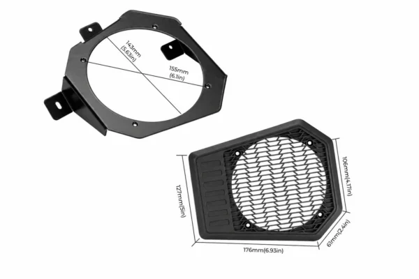 Rear Roof Speakers Pods Enclosures Holders for Polaris Ranger XP 1000/Crew 2018-2025, shown on a plain background