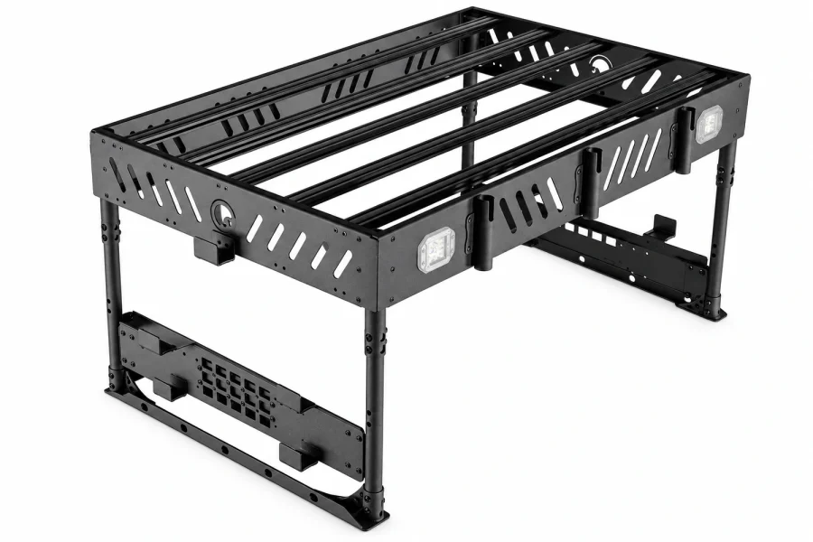 SuperATV Outfitter Bed Rack for Polaris Ranger XD 1500 isolated on a white background