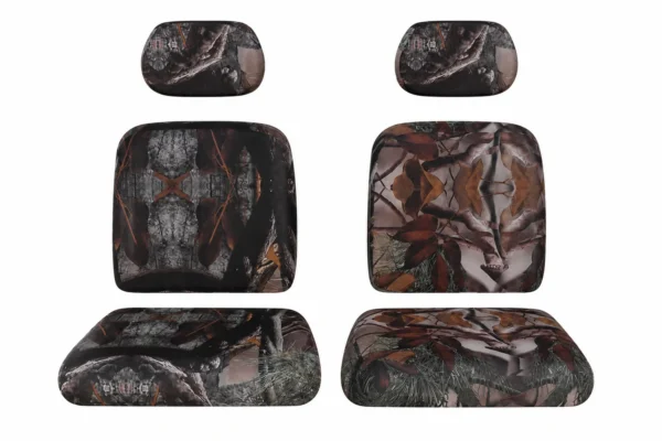 Camo Split Bench Seat Covers for Polaris Ranger XP 1000/Crew, shown on a plain background