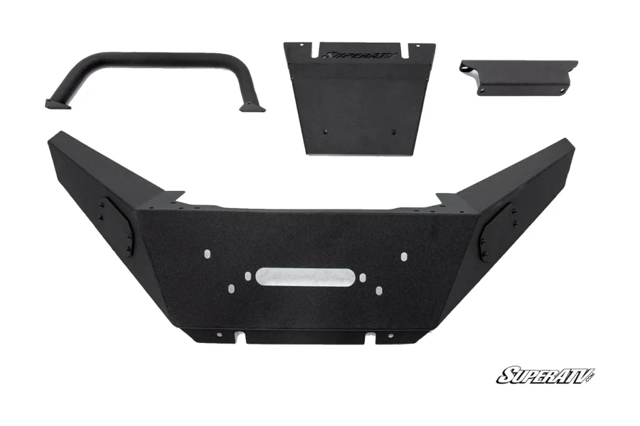 Polaris Ranger XP 1000 winch-ready bumper with bull bar, shown with skid section and mounting bracket