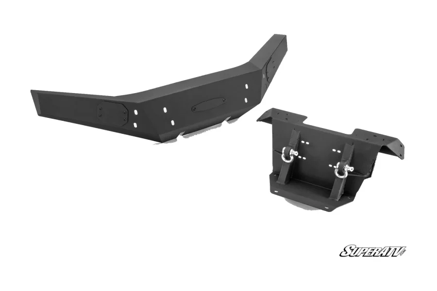 Polaris Ranger XP 1000 winch-ready front bumper with a separate winch mount cradle and two shackles