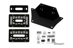 Polaris Ranger XP 570 winch mount kit: formed black bracket, hawse fairlead plate, two vented plates, labeled hardware sheet