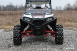 Tinted roof for the Polaris RZR 900, alternate view of the panel clamped to the cage tubes