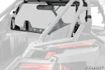 Vented rear windshield with a black molded vent, installed behind the seats on a Polaris RZR Pro XP