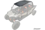 Black aluminum roof bolted flat across the four-seat cage of a Polaris RZR, overhead view on a white background