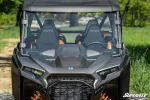 Polaris RZR XP S full windshield, further view of the clear panel and its cage clamps