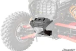 Textured black winch mount installed on the front frame of a Polaris RZR XP, machine shown ghosted around it