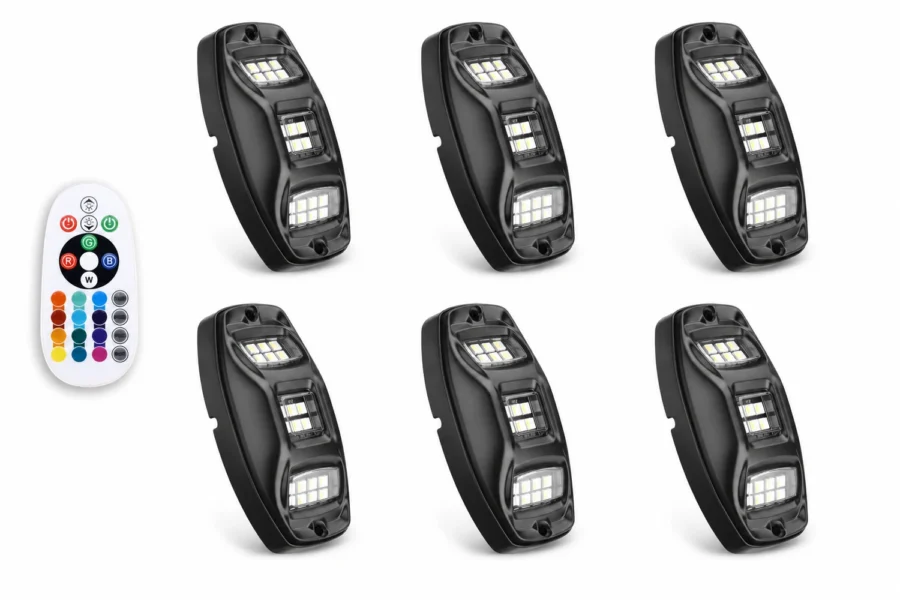 Universal 6 Pods RGB Rock Light Kit for UTV ATV Jeep Truck SUV Car, shown on a plain background