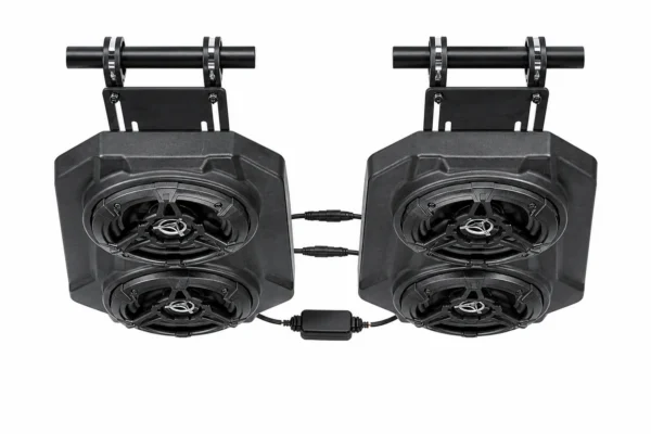 6.5'' UTV Bluetooth Sound System Speakers for Can Am Maverick X3/ RZR w/ 1.625''-1.9'' Roll Bar, shown on a plain background