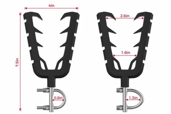 ATV Gun Mount and Bow Tools Rack with Rubber Straps, shown on a plain background