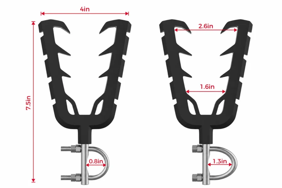 ATV Gun Mount and Bow Tools Rack with Rubber Straps, shown on a plain background
