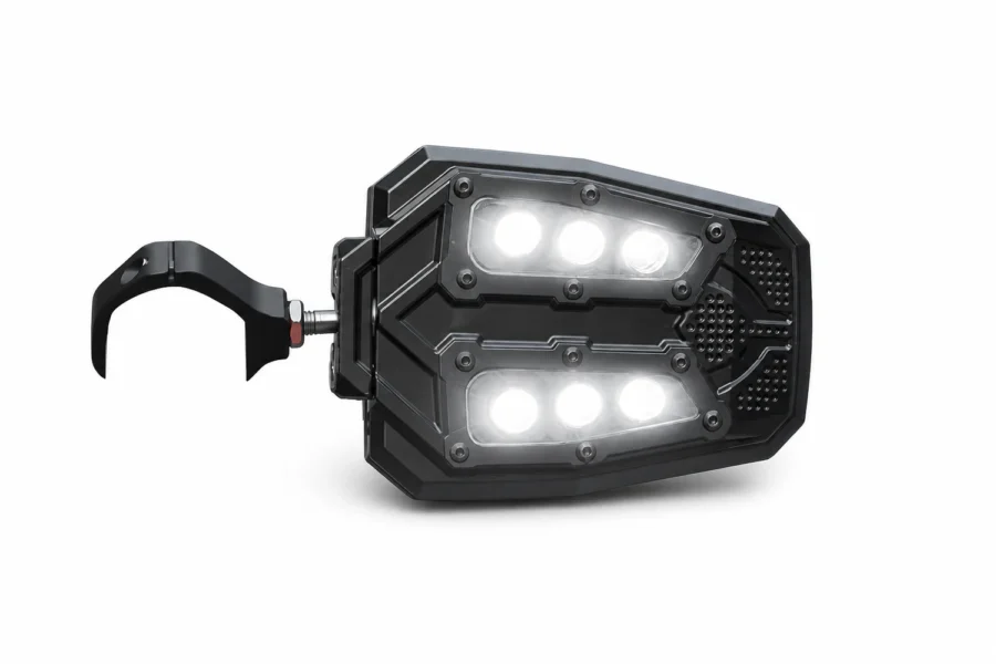 Universal 1.75"/2" Rear View Side Mirrors with LED Rock Light (1 pair), shown on a plain background