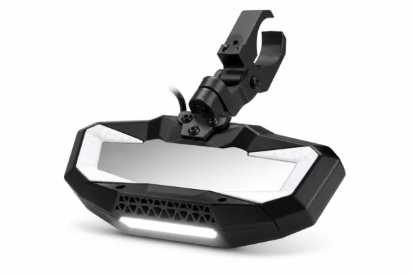 Rear View Mirror with Light Built-in Rechargeable Battery for 1.65" -2" Roll Bar, shown on a plain background