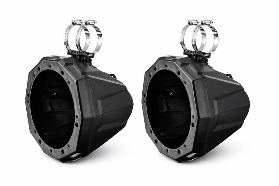 Universal 6.5" Speaker Cage Swivel Pods with 1.75 to 2" Mounting Clamps, shown on a plain background