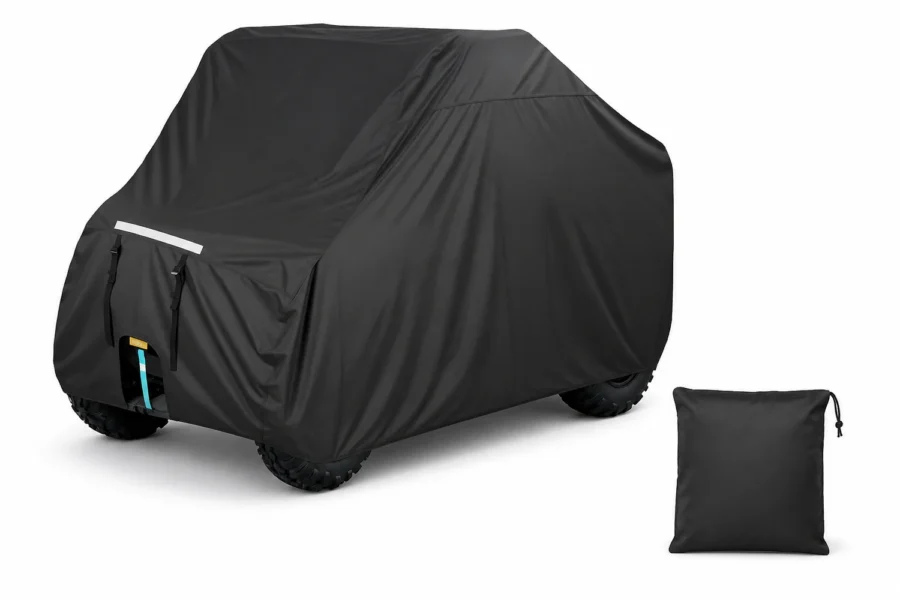 Heavy-Duty Waterproof UTV Cover for Polaris RZR XP 1000, Can-Am Defender, CFMOTO ZFORCE – 2 Seater, shown on a plain background