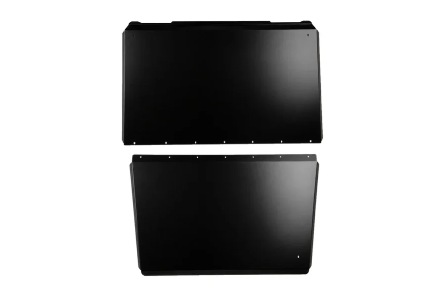 Tusk Profile aluminum UTV roof, two black front and rear panels on a white background