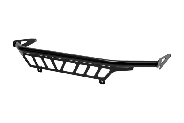 Tusk black powder coated cargo barricade bar shown isolated on white, front view