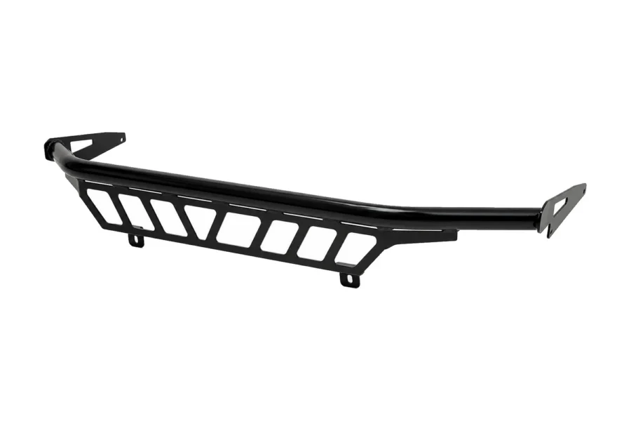 Tusk black powder coated cargo barricade bar shown isolated on white, front view