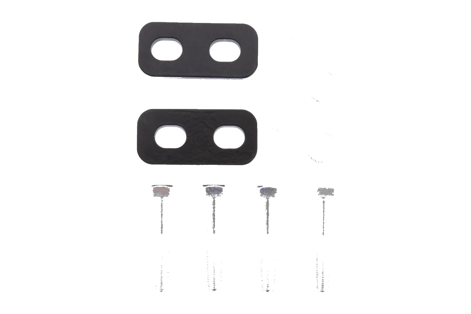 Tusk harness bar mounting hardware: two black spacer plates, four washers, four bolts
