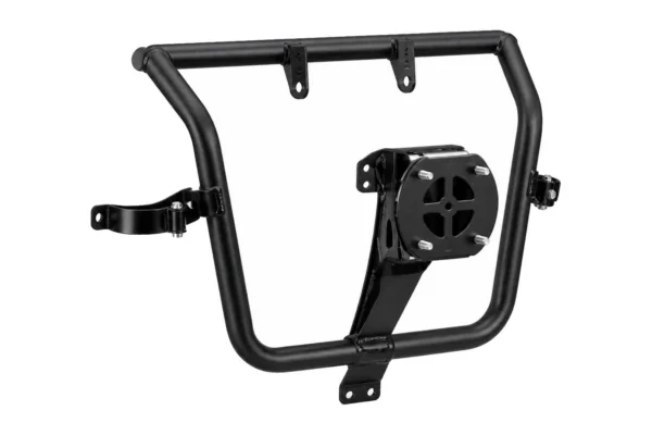 Tusk black tubular steel rear spare tire carrier frame with center mount plate and clamps