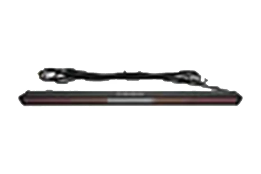 Tusk chase light bar shown edge-on, slim black housing with a wiring lead