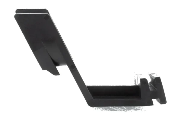 Black Wavian nozzle holder, side profile view, isolated on white