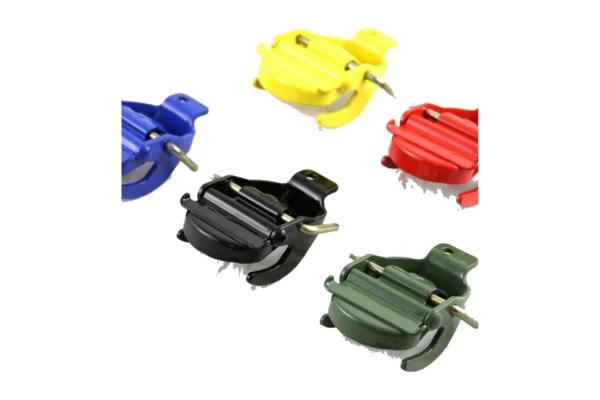 Wavian fuel can replacement lids in yellow, blue, red, black and green, with pins, on white