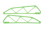 Pair of Tusk green aluminum intake covers isolated, laser-cut triangular frames with TUSK lettering